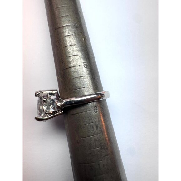 Estate Sterling Silver 925 Heart Cut Clear Stone Ring Size 5.75, 2.7 DWT - Picture 9 of 11